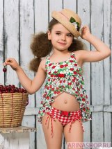 Пляжный комплект для девочек (топ+плавки) серия Cherry princess