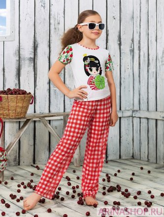 Пляжный комплект для девочек (брюки+топ) Carina серия Cherry princess
