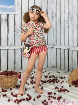 Пляжный комплект для девочек (топ+ шорты) Caroline серия Cherry princess